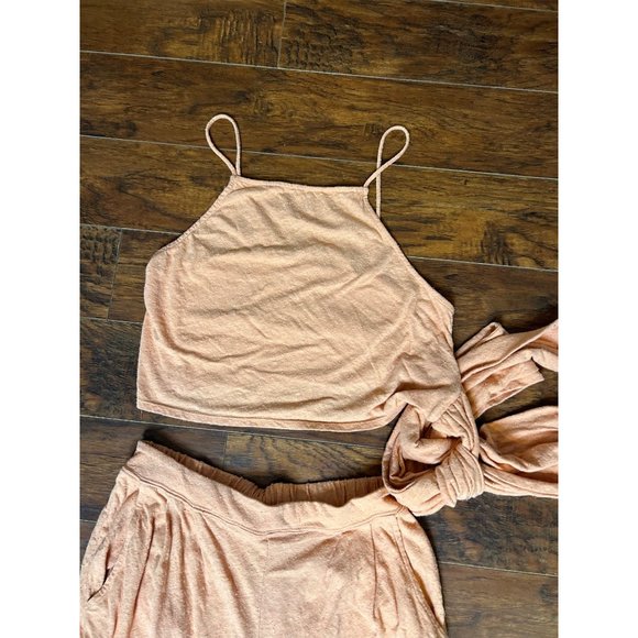 Free People beach color Peach two piece outfit size medium - Picture 2 of 12